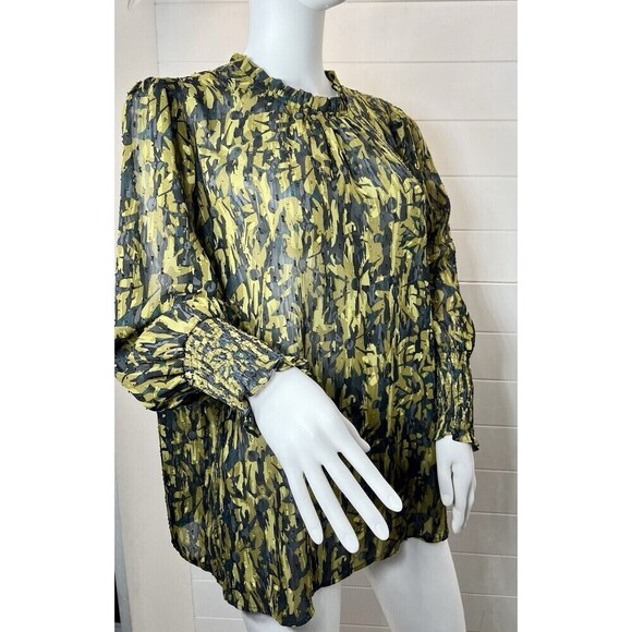 Maison D’Amelie Bishop Sleeve Floral Semi Sheer Regency Blouse XL Whimsigoth - Picture 5 of 15